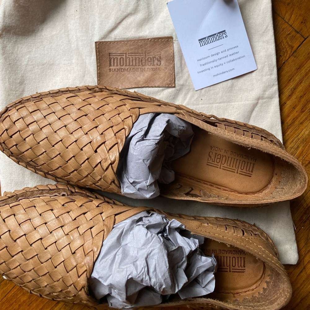 Mohinders Woven Flat Natural Leather Shoes Women 9